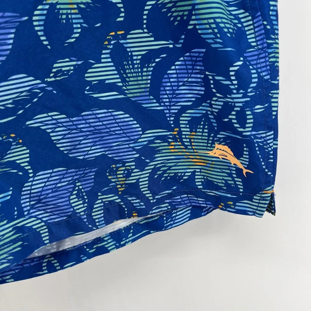 Tommy Bahama Mens XXL Blue Floral Recycled Polyester Swim Trunks Board Shorts